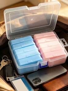 1PC Travel/Home Large Capacity Pill Box 1 Large Box + 10 Small Boxes Dual-Color Multifunctional Storage Box Portable Pill Organizer Mini Convenient Pill Organizer With Compartments Travel Medicine Storage Container Moisture-Proof Dust-Proof Weekly Pill Organizer - View 5