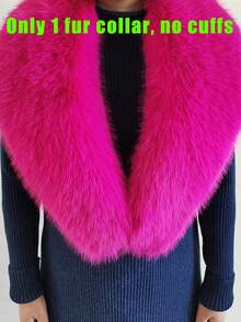 Faux Fur Collar Cuffs Set Winter Fluffy Shawl, 3 Options: Collar+Cuffs / Single Collar / Cuffs Only - Multicolor - View 34