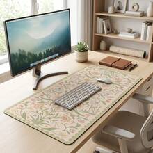 Floral Pattern Large Mouse Pad, Non-Slip Rubber Bottom, Stitched Edge, Office Home Gaming Gift For Him/Her, Back To School Desktop Accessory, Office Supplies, Mouse Pad, Multiple Sizes, Computer Keyboard Pad, Laptop Pad - Mouse Pad - View 4