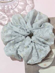 1pc Satin Ultra-Thin Embroidered Floral Oversized Multi-Color Hair Scrunchie, Suitable For Women's Daily Outfit Decoration Hair Accessory - Multicolor - View 7
