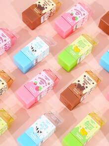 1/2/4/24pcs Milk Erasers, Mini Banana Chocolate Milk Carton Shaped, Low Dust PVC Material, For Pencil Cleaning, Suitable For Back To School Students, Graduation Season, Office - Multicolor - View 8