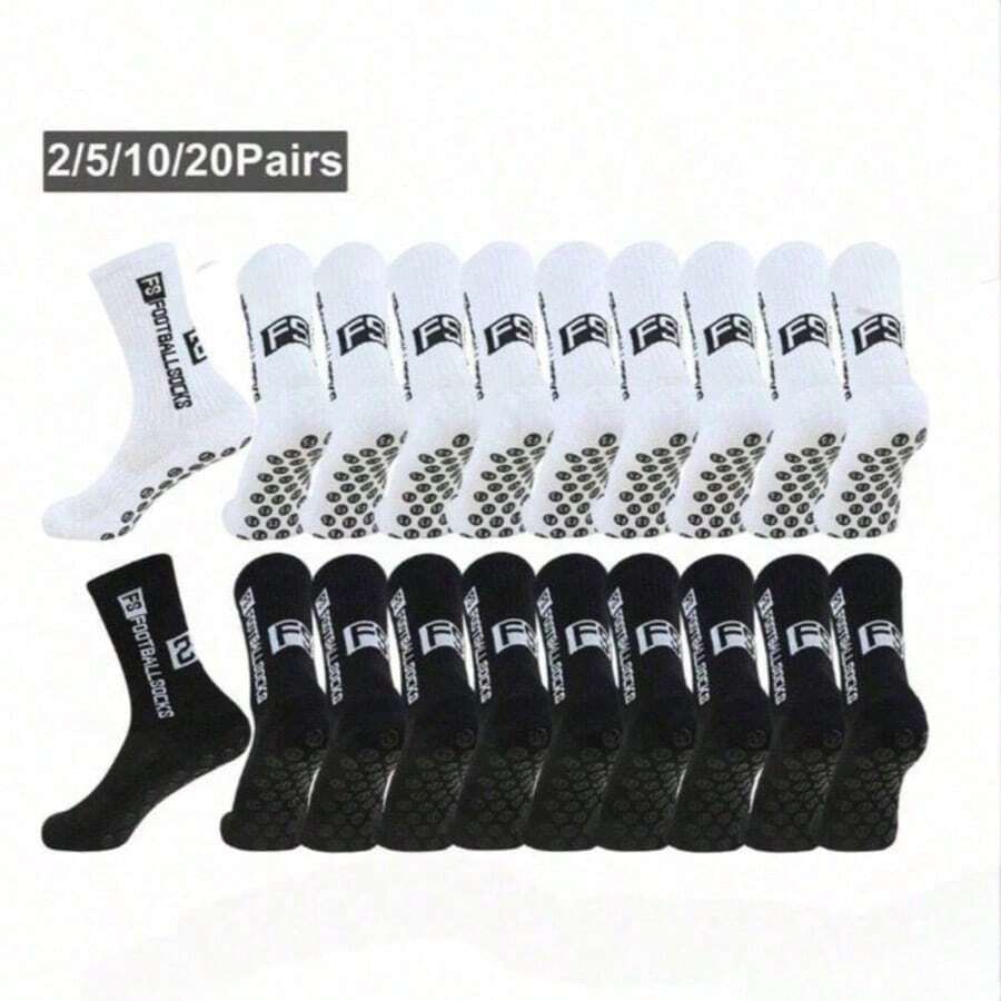 2/5/10/20 Pairs Men's Thick Sports Socks, Anti-Slip And Wear-Resistant, Suitable For Football, Basketball, Rugby, Cycling, Running And Other Sports, Also Suitable For Fitness And Autumn Wear - Multicolor - View 1