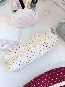This Fashionable Pencil Case Features A Cute Mint Green Design With Polka Dot And Star Patterns, Simple And Sweet, Perfect For Middle And High School Students To Store Stationery, Combining High-Quality Appearance And Practicality - A - View 5
