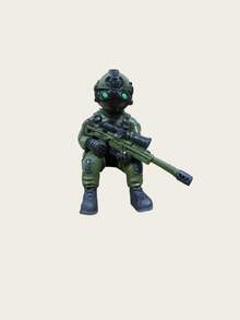 1件特種部隊士兵動作公仔，配夜視鏡與突擊步槍，軍事戰術可動人偶，坐姿書架桌面擺飾，居家辦公室裝飾 - A1 - 查看 11
