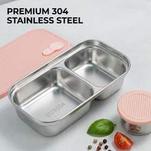 Multifunctional Portable 304 Stainless Steel Lunch Box, Fruit Salad Food Storage Container, Leak Proof Bento Box, Stackable Bento Lunch Box,Dishwasher Allowable, Suitable For Student And Adult Use In School, Office, Picnic,Travel, Back To School - Multicolor - View 5