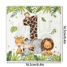 20pcs Colorful Leaf Pattern Napkins, 1st Birthday Animal Pattern Face Tissues, Colorful Printed Napkins - Jungle Animals - View 2