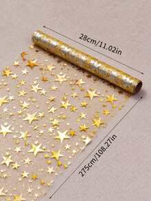 1/2/3pcs Gold Foil Star Print Table Runner, Shiny Metallic Fabric Tabletop Decor, Suitable For Wedding, Birthday, Christmas, Spring Holiday Indoor Home Room Dining Table Decoration And Holiday Gift Supplies - Gold - View 7