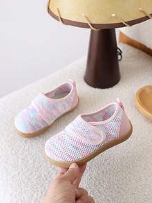 1 Pair Kids Summer Candy Color Unisex Lightweight Hook & Loop Soft Sole Breathable Shoes - Pink - View 1