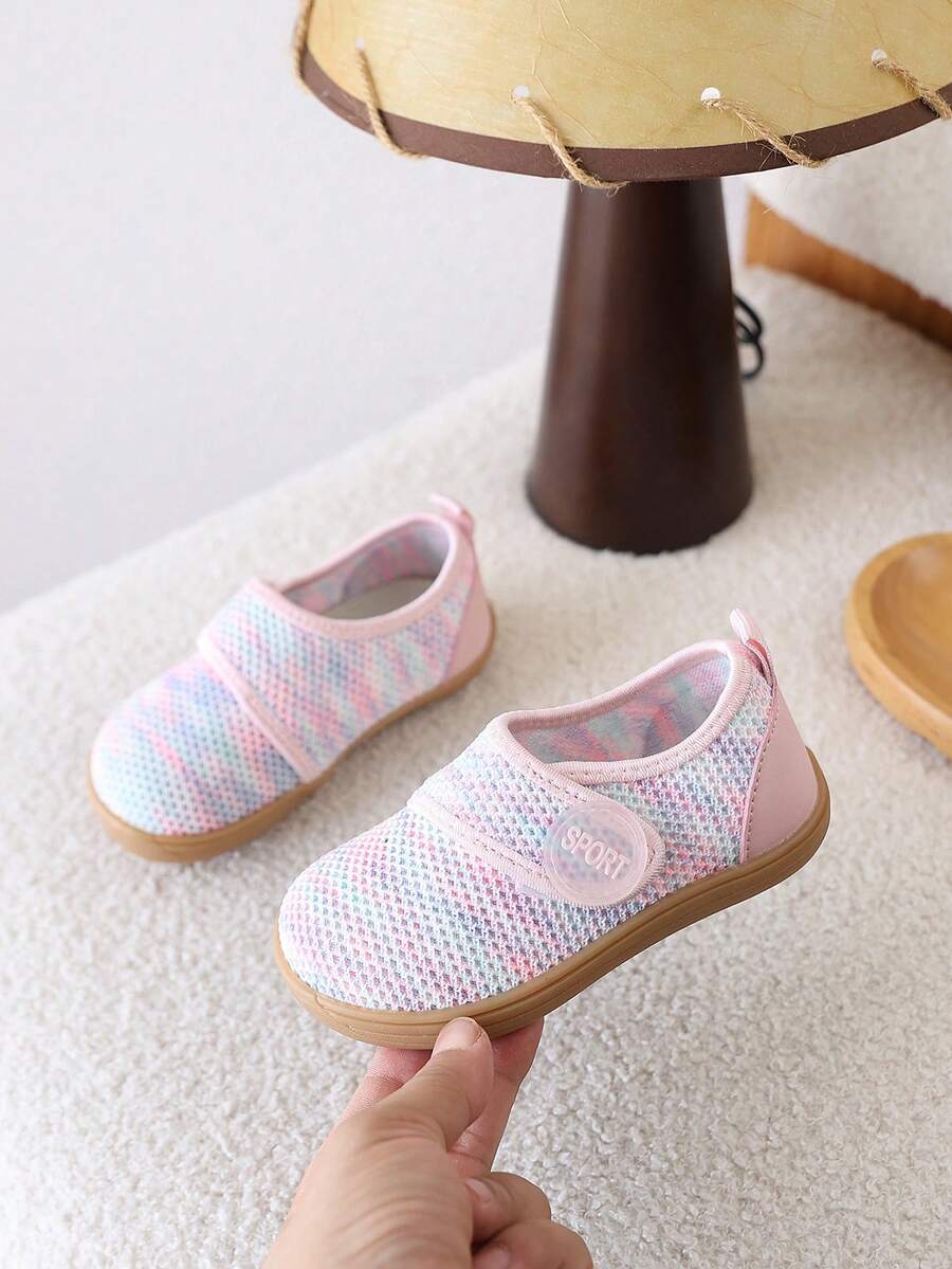 1 Pair Kids Summer Candy Color Unisex Lightweight Hook & Loop Soft Sole Breathable Shoes - Pink - View 1