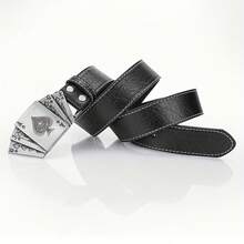 Black Poker Card Shaped Men's Belt - Black - View 4