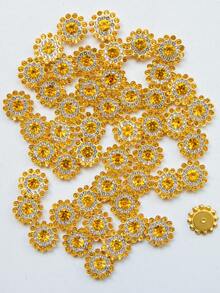 200pcs/Set 13.8mm Rhinestone Beads, Fashionable Gold Rhinestone Decorative Jewelry Making Beads, Suitable For Craft Making, Gold Sunflower, Dual-Color Rhinestone Sunflower, Hand-Sewn Sunflower, DIY Handmade Rhinestone Flowers - 13.8mm Sunflower - View 6