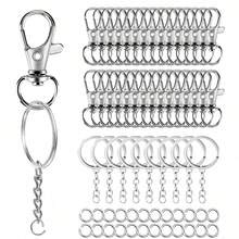 Stainless Steel Rotating Quick Release Keychain Split Ring Chain Bulk Pack, DIY Metal Keychain Making Kit, DIY Keychain Bag Pendant Handmade Materials - Medium Keychain Set - View 5