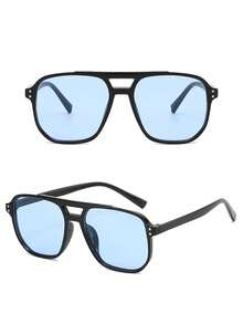 1 Pair Women's Blue Frame Aviator Sunglasses, Fashionable Street Style ...