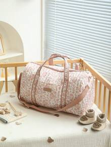 1pc Kids Floral Quilted Crossbody Storage Travel Bag With Double Zippers, Korean Style Gentle Parent-Child Outing, Suitable For All Seasons - Multicolor - View 2