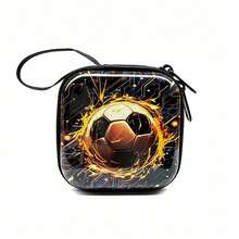 Cool Earphone/Key/Coin Purse, Football Gift, Colorful Holiday Football Print Coin Purse, Casual Style, Metal - Multicolor - View 8