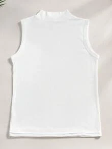 CELILIN Women's Comfortable Mock Neck Ribbed Tank Top, Soft Slim Fit Sleeveless Layering Essential For Everyday Versatile Outfits - White - View 6