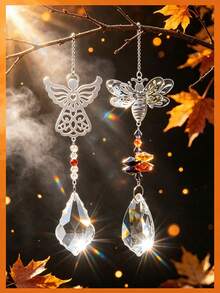 1 Peça Ornamento Pendurado Captador de Sol Anjo Oco & Abelhinha, Pingente de Janela com Contas Coloridas em Formato de Gota d'Água, Estilo Luxuoso, Decoração para Janela do Quarto, Parapeito, Jardim e Varanda, Presente de Atmosfera de Bênção para Carro, Decoração de Jardim Externo, Ferramenta de Jardinagem, Decoração Doméstica, Armadilha de Cristal - Abelha Anjo - Visão 4