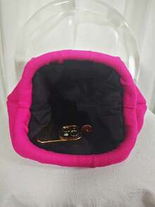 Women's Knitted Clutch Bag, Solid Color Knitted Design, Clasp Closure, Large Capacity, Classic Vintage Style, Suitable For Vacation And Travel. - Hot Pink - View 6