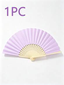 純色摺疊紙扇，竹骨便攜式摺扇，日常涼爽，婚禮派對拍照道具，夏季配件 - 多色 - 查看 13