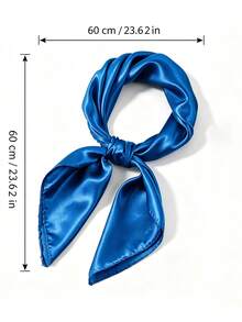 1 pieza Pañuelo cuadrado elegante de 90 cm de unicolor versátil y casual - azul real - Ver 15