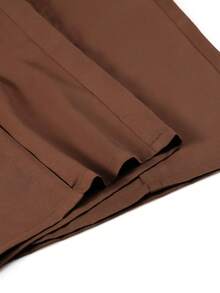 1pc Men's American Korean Street Style Minimalist Structured Straight Leg Loose Wide Leg Casual Long Pants - Brown - View 6