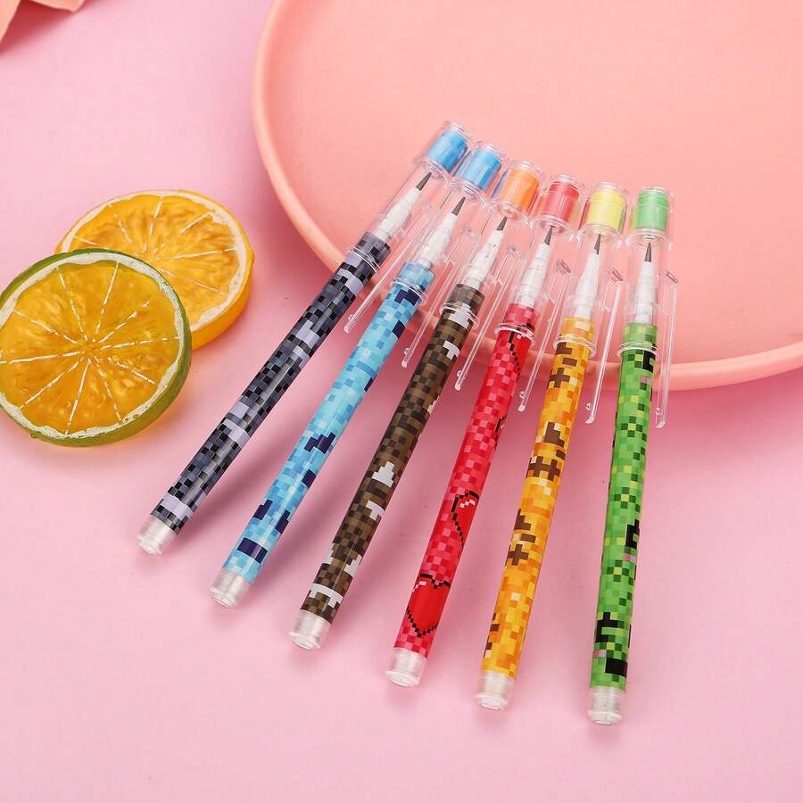 Creative Mosaic 9-Section Egg-Shaped Cartoon Pencils With Eraser, Student Prize Pencils, Stationery Store Supplies - Multiple Styles - View 1