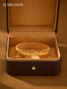 1/2/3pcs Fashion Classic Hand-Carved Seven-Star Hexagonal Honeycomb Design Gold Women's Bracelet, Non-Openable 65mm And Openable 63mm Two Sizes, Suitable For Women's Daily Wear, Without Packaging Box - Seven-star Honeycomb - View 5