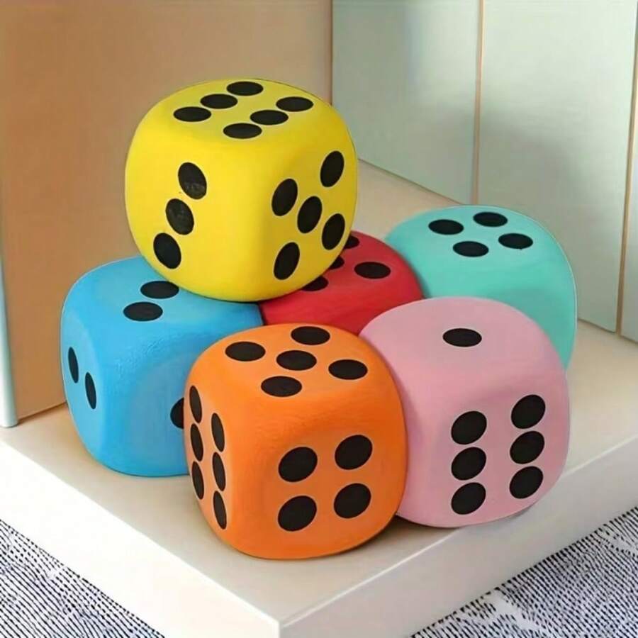 1pc Classic Oversized 6-Sided Foam Dice, Random Color, Palm-Sized Soft Tabletop Game Dice, Essential Party Game Accessory, Perfect Gift For Birthday, Christmas And Halloween - Multicolor - View 1