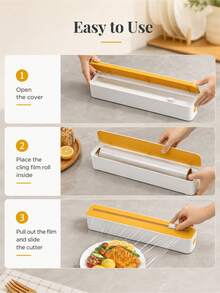 Multifunctional Kitchen Plastic Wrap Cutter, Can Cut Plastic Film, Sharp Blade Can Cut Aluminum Foil, Comes With Non-Slip Storage Box, Can Be Securely Fixed To Tabletop And Wall - Multicolor - View 5