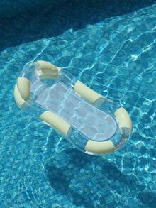 Flotador de piscina inflable con rayas pastel de 4 colores, lentejuelas transparentes y malla, tumbona de agua con soporte de malla para fiesta de piscina de verano - Multicolor - Ver 7