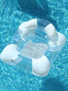 Colorful Confetti Transparent Mesh Inflatable Floating Chair With Sun Canopy, Comfortable Pool Lounger With Cup Holder, Suitable For Outdoor Swimming - Multicolor - View 12