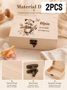 Custom Wooden Memory Box, Cute Animal Theme Keepsake Storage Box, Personalized Name Date Gift For Home Decor, Customized Birthday Anniversary Present, Customizable Name Christmas Holiday Keepsake For Family, Teachers' Day - Style a - View 15
