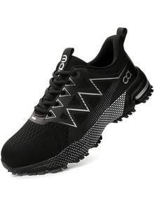 Zapatos de trabajo para hombre, zapatos deportivos para exteriores, zapatos de senderismo con punta de acero para hombre de talla grande, zapatos de trabajo estilo deportivo cómodos, zapatos industriales & de construcción para hombre primavera verano otoño invierno - Negro - Ver 9