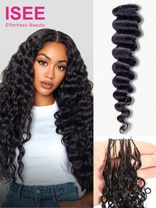 ISEE Bohemian Braided Style Loose Dark Crochet Human Hair Knot Hair, Time-Saving And Lightweight, 16-24 Inches, Suitable For Beginners - SNatural - View 1