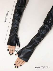 1 Pair New Fashion Versatile High-End Punk Style Street Performance Arm Sleeves Solid Color Casual - Black - View 5