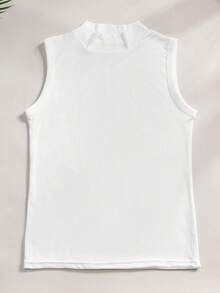 CELILIN Women's Comfortable Mock Neck Ribbed Tank Top, Soft Slim Fit Sleeveless Layering Essential For Everyday Versatile Outfits - White - View 5