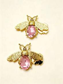 2pcs Shirt Button Set, Diamond Insect Pattern Diamond Cufflinks, Vintage Cufflinks, Clip-On Buttons, Suitable For Dresses, Weddings, Formal Wear Decoration, Clothing Accessories, Gifts And Christmas Party Decorations - Gold - View 12
