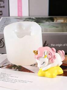 3D 立體獨角獸矽膠翻模模具，光滑鏡面柔軟模具，適用於環氧樹脂、香氛石膏、蠟燭、手工皂，易脫模可重複使用，桌面擺飾、車用香氛裝飾手工藝鑄造工具 - A - 查看 5
