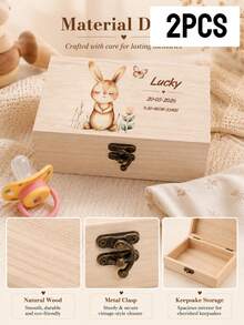 Custom Wooden Memory Box, Cute Animal Theme Keepsake Storage Box, Personalized Name Date Gift For Home Decor, Customized Birthday Anniversary Present, Customizable Name Christmas Holiday Keepsake For Family, Teachers' Day - Style a - View 7