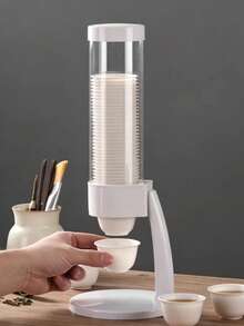 1 pieza Soporte para taza de té Kung Fu, estante vertical para tazas, estante de almacenamiento a prueba de polvo para vasos de papel sin necesidad de perforar - Blanco - Ver 2