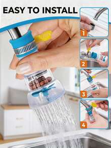 1pc Adjustable Rotating Faucet Adapter, PP Material, With Fixed Easy Install Anti-Splash Water Booster, Multi-Layer Filtration, Water-Saving Soft Bubble, Suitable For Kitchen Sink, Bathroom Basin, Room Decor, Kitchen Essentials - View 9