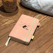 Kawaii Cartoon Penguin Print Soft Faux Leather Journal Notebook, 160 Sheets Lined Writing Paper, Portable Diary Planner With Elastic Closure, Ribbon Bookmark & Color Index Tabs, Aesthetic Stationery For Teen - A - View 7