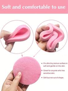 36/1pc Compressed Facial Sponge, Professional Makeup Artist Cleansing Sponge, Compressed Makeup Sponge, Round Face Washing Sponge, Compressed Exfoliating Makeup Remover Sponge (Pink), Valentine's Day Gift, Christmas Gift - Multicolor - View 5