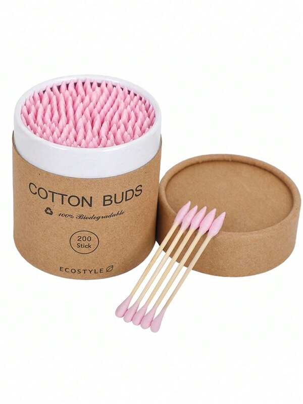 200pcs/Box Swabs (Multi-Color), Dual-End Design, And Hygienic, Versatile, Portable - Disposable Bamboo Wood Swabs For Ear/Nose Cleaning, Makeup Removal And Nail Art
