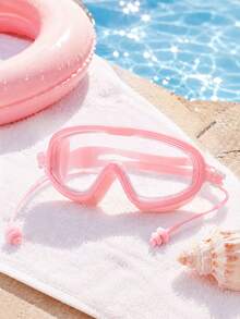 1pc Children's Large Frame High Definition Anti-Fog Swimming Goggles, Soft Silicone Waterproof Swim Goggles With Integrated Earplugs And Adjustable Strap, Unisex Baby Water Play Diving Eye Protection, Macaron Multi-Color Options - Children's Swimming Goggles - View 14