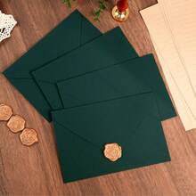 50pcs High-Quality Tactile Green Envelopes, Wedding Invitation Cards, Western Business Invitation Letters, Premium Touch, Halloween, Christmas, Party Decoration, Envelope Cardstock, High-Quality Envelopes, Friend Gift Cards, VIP Invitation Letters, Deep Green Envelopes - Dark Green - View 6
