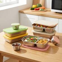 Multifunctional Portable 304 Stainless Steel Lunch Box, Fruit Salad Food Storage Container, Leak Proof Bento Box, Stackable Bento Lunch Box,Dishwasher Allowable, Suitable For Student And Adult Use In School, Office, Picnic,Travel, Back To School - Multicolor - View 12
