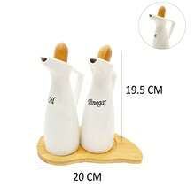 4Pcs/2Pcs White Ceramic Oil And Vinegar Dispenser Set With Bamboo Tray, Leak Proof Oil Cruet Bottle, Salt Pepper Shakers Kitchen Condiment Storage Kit For Dining Table Cooking,Salt & Pepper Shaker - Multicolor - View 7