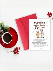 1 buah Kartu Ucapan Ulang Tahun "Pernikahan Adalah Tentang Tetap Bersama" dengan Amplop - Ucapan Cinta Romantis yang Hangat untuk Suami/Istri, Pasangan & Pasangan yang Telah Lama Bersama, Bagian Dalam Kosong - A - View 4