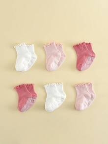 6 Pairs Baby Socks With Ruffle Edge, Anti-Slip Low-Cut Ankle Socks For Girls, Cute Toddler Socks With Grip - Multicolor - View 22